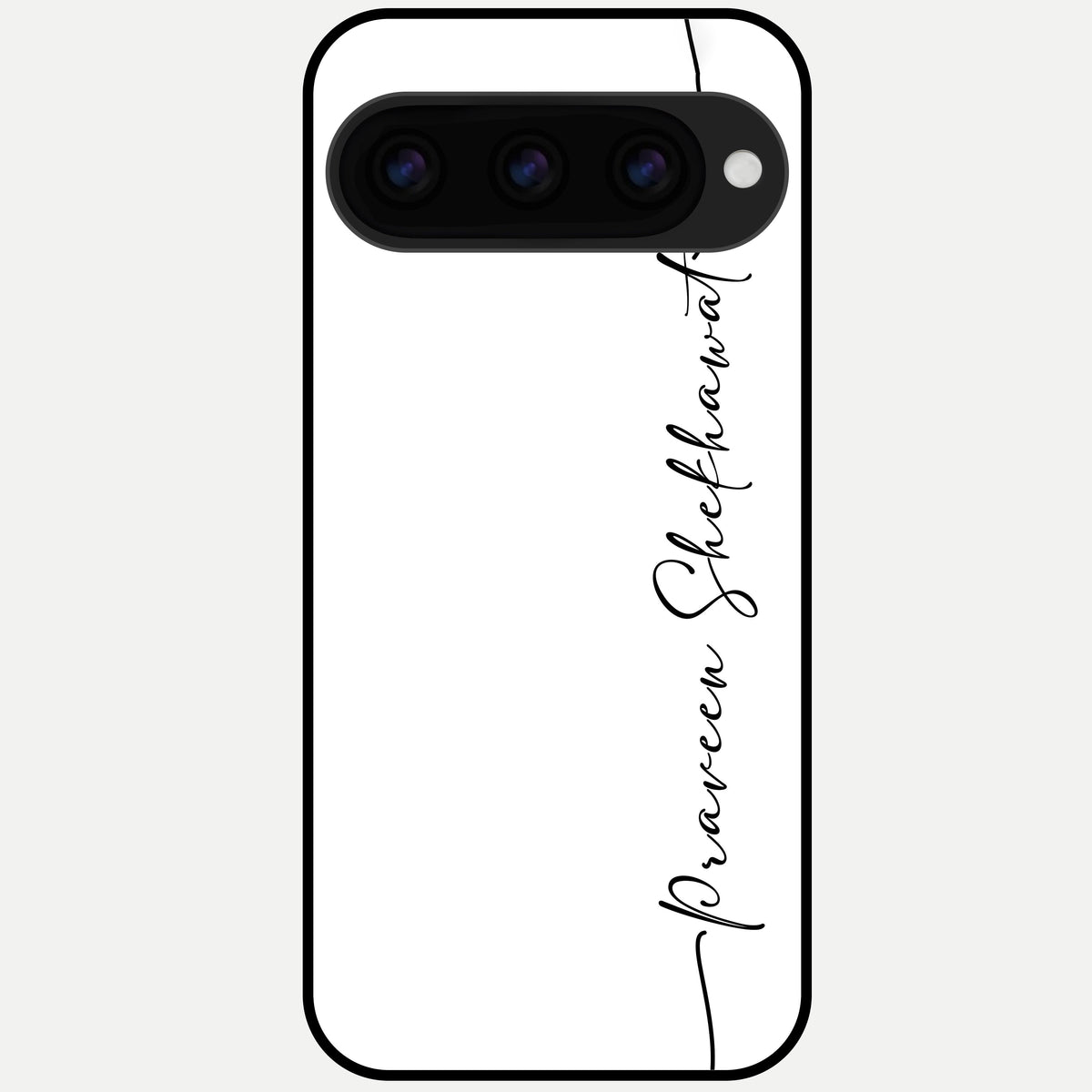  White Tune Custom Name Glass Case For Google Pixel 11 Pro back cover – personalized glossy printed glass finish
