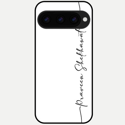  White Tune Custom Name Glass Case For Google Pixel 11 Pro back cover – personalized glossy printed glass finish