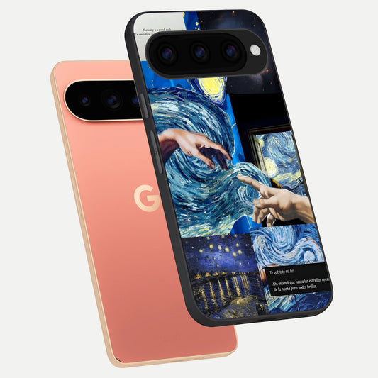  Aesthetic Vando Hands phone case For Google Pixel 11 Pro XL showing premium glass back cover with detailed artwork