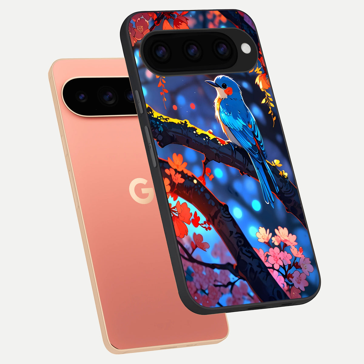  Blooming Water Drift phone case For Google Pixel 11 Pro XL showing premium glass back cover with detailed artwork