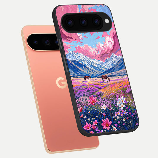  Blossom Valley Dream phone case For Google Pixel 11 Pro XL showing premium glass back cover with detailed artwork