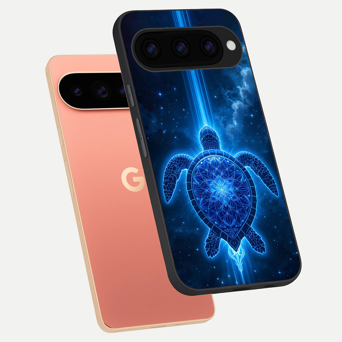  Blue Galaxy Turtle phone case For Google Pixel 11 Pro XL showing premium glass back cover with detailed artwork
