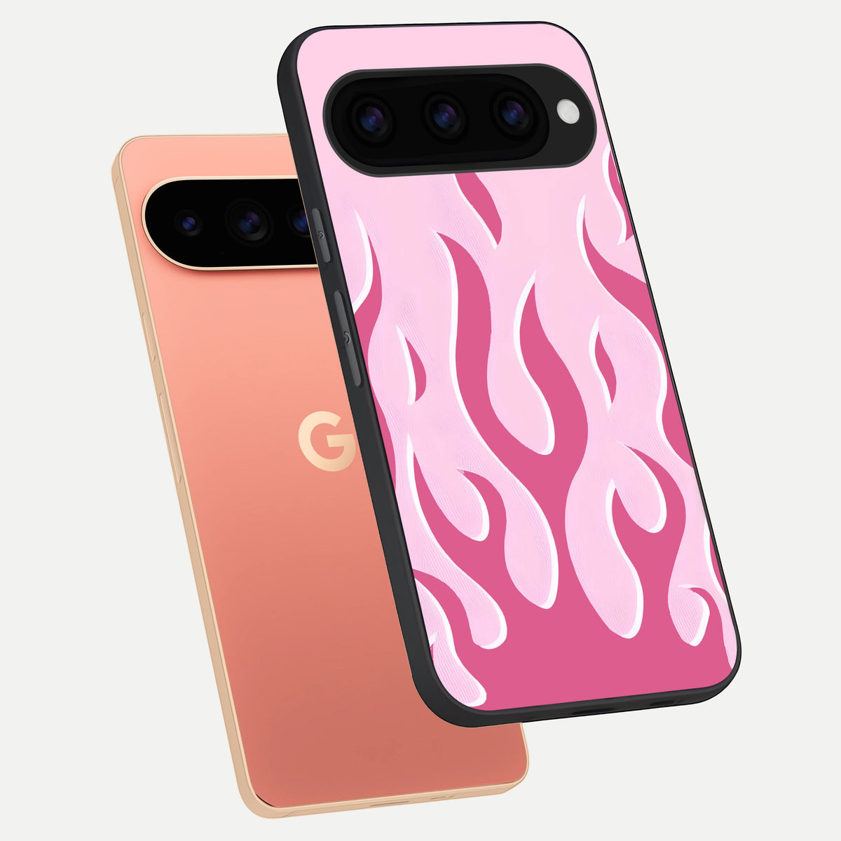 Blush Flame Energy phone case For Google Pixel 11 Pro XL showing premium glass back cover with detailed artwork