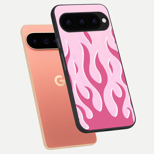  Blush Flame Energy phone case For Google Pixel 11 Pro XL showing premium glass back cover with detailed artwork