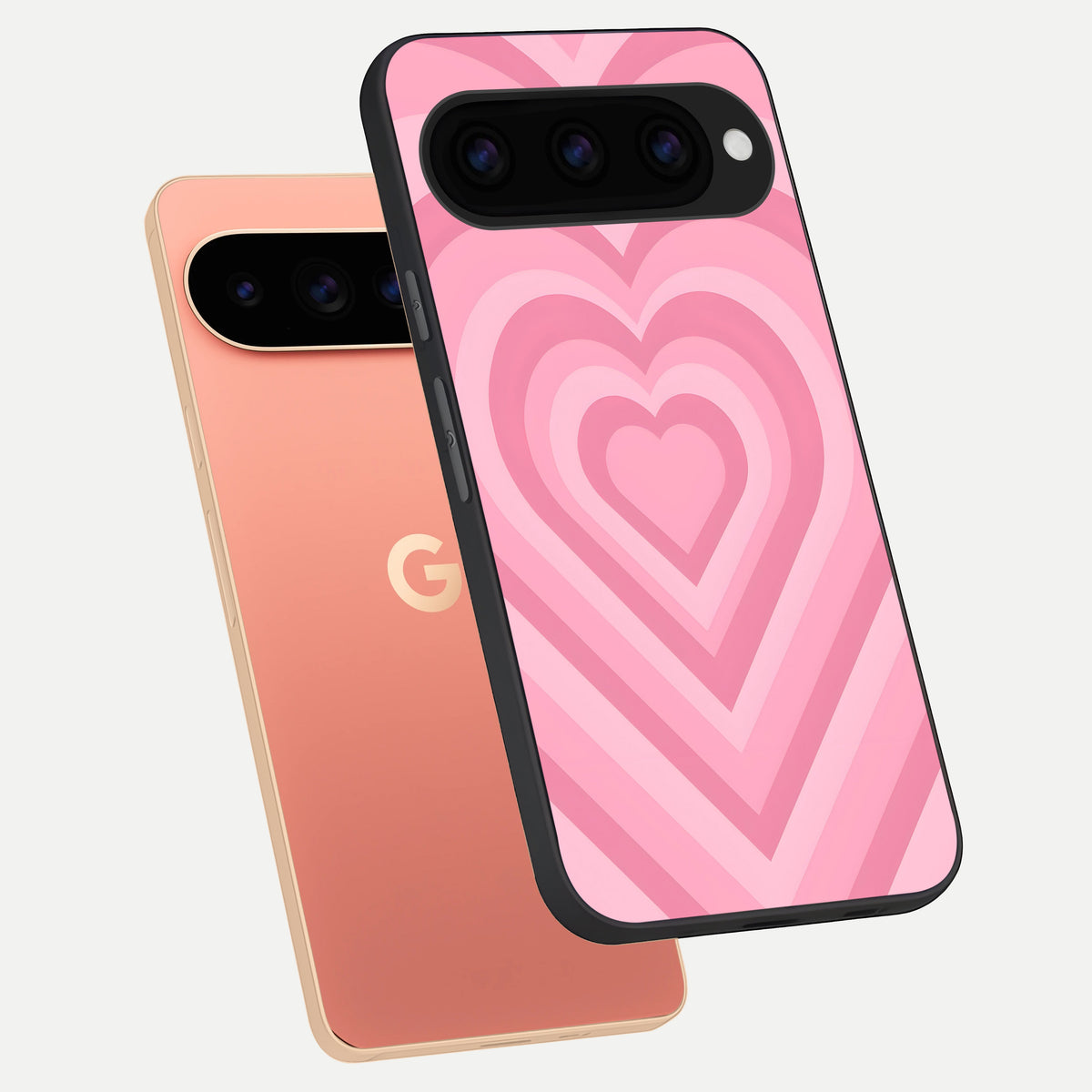 Blush Heart Waves phone case For Google Pixel 11 Pro XL showing premium glass back cover with detailed artwork
