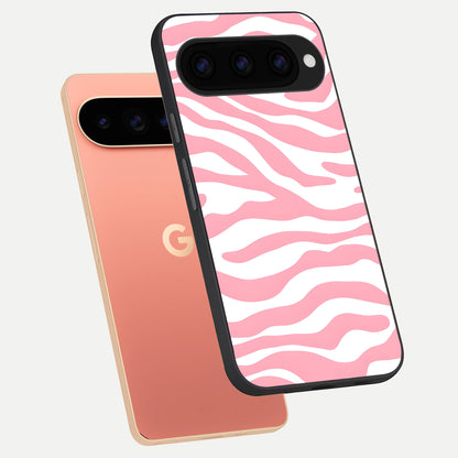  Blush Zebra Flow phone case For Google Pixel 11 Pro XL showing premium glass back cover with detailed artwork