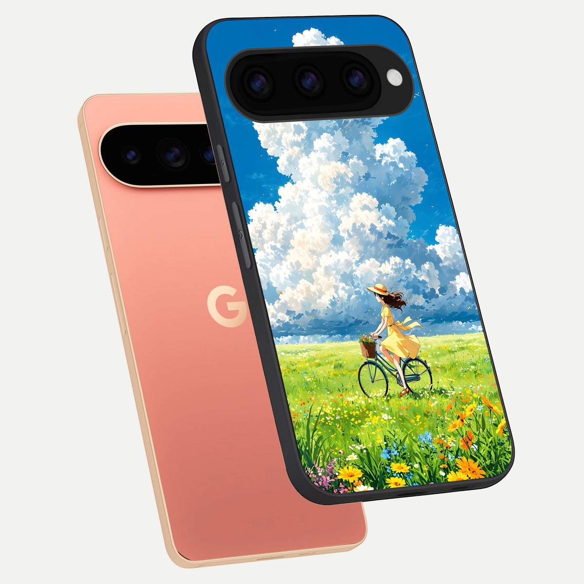  Breezy Meadow Ride phone case For Google Pixel 11 Pro XL showing premium glass back cover with detailed artwork