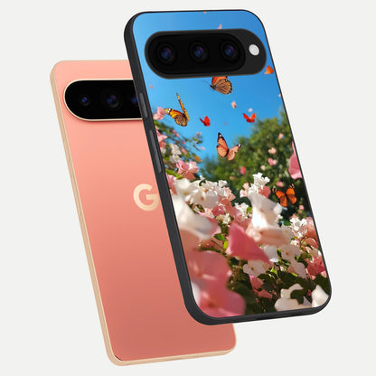  Butterflies In Bloom Sky phone case For Google Pixel 11 Pro XL showing premium glass back cover with detailed artwork