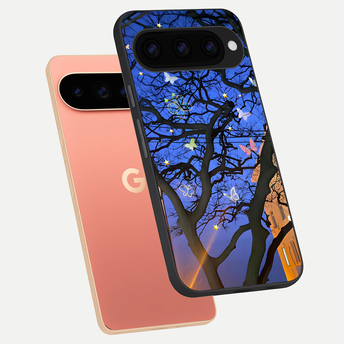 Butterfly Night Magic phone case For Google Pixel 11 Pro XL showing premium glass back cover with detailed artwork