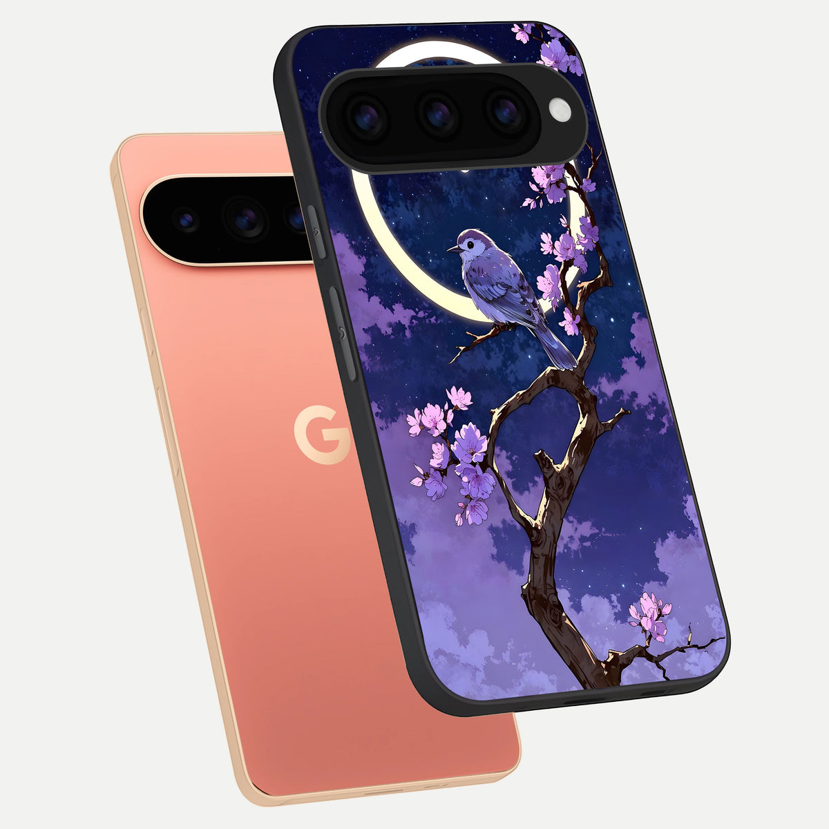  Celestial Bird Blossom phone case For Google Pixel 11 Pro XL showing premium glass back cover with detailed artwork