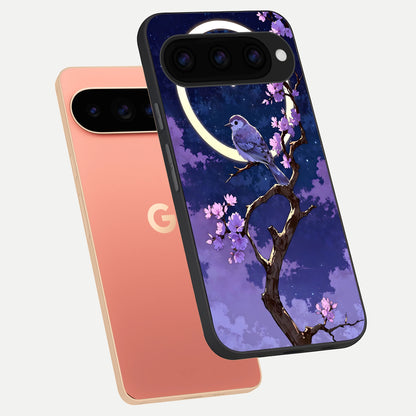 Celestial Bird Blossom phone case For Google Pixel 11 Pro XL showing premium glass back cover with detailed artwork