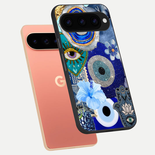  Celestial Blue Vision phone case For Google Pixel 11 Pro XL showing premium glass back cover with detailed artwork