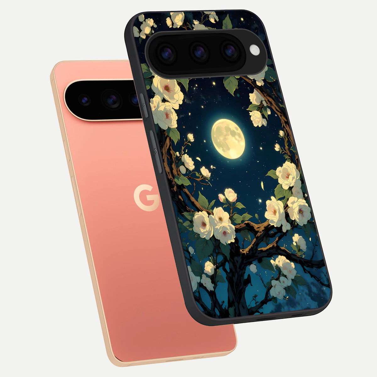  Celestial Moon And Flower phone case For Google Pixel 11 Pro XL showing premium glass back cover with detailed artwork