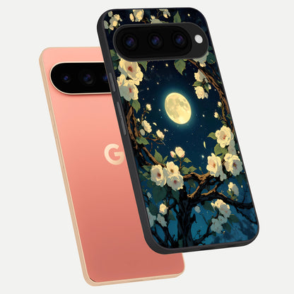  Celestial Moon And Flower phone case For Google Pixel 11 Pro XL showing premium glass back cover with detailed artwork