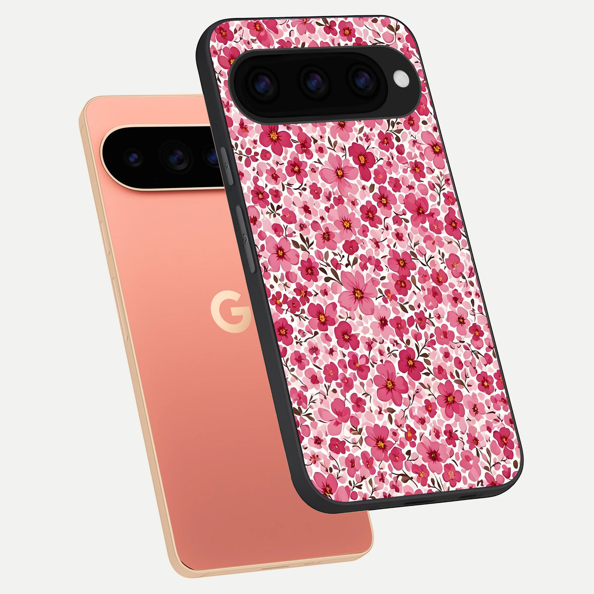  Cherry Blossom Charm phone case For Google Pixel 11 Pro XL showing premium glass back cover with detailed artwork