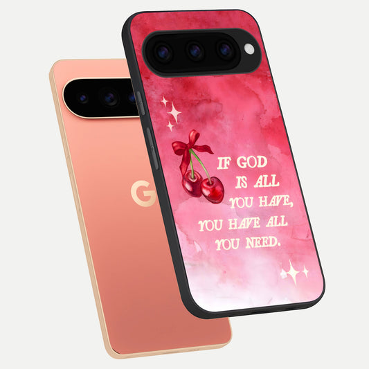  Cherry Quote phone case For Google Pixel 11 Pro XL showing premium glass back cover with detailed artwork