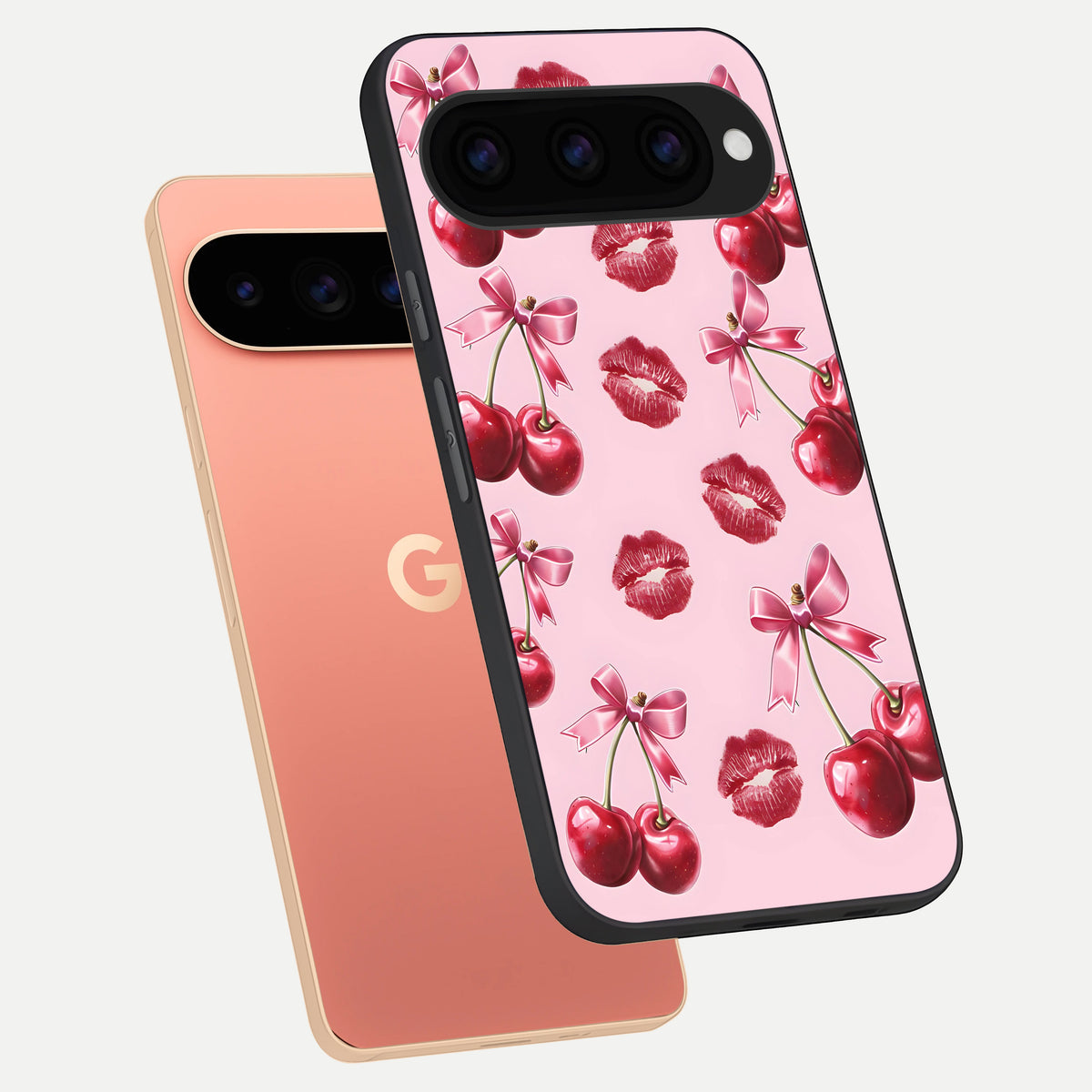  Cherry With Lips phone case For Google Pixel 11 Pro XL showing premium glass back cover with detailed artwork