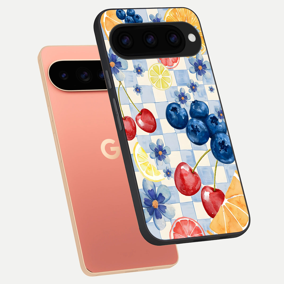  Citrus Bloom Joy phone case For Google Pixel 11 Pro XL showing premium glass back cover with detailed artwork