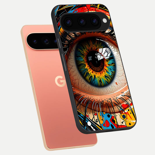  Colorful Eye phone case For Google Pixel 11 Pro XL showing premium glass back cover with detailed artwork