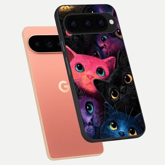  Cosmic Cats Dreams phone case For Google Pixel 11 Pro XL showing premium glass back cover with detailed artwork