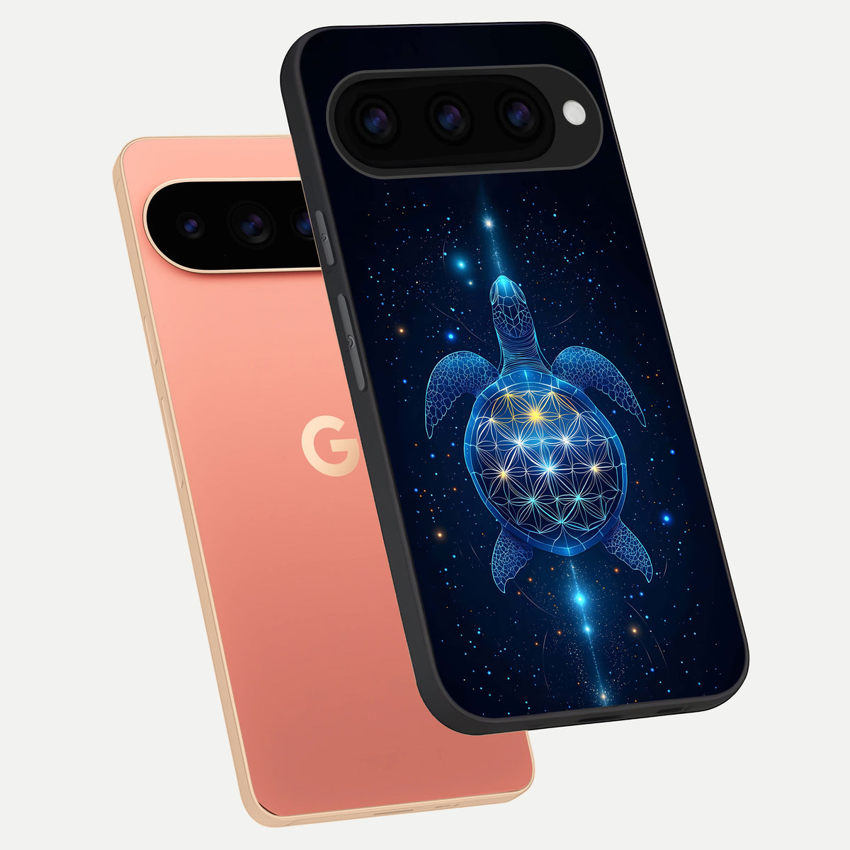  Crimson Blue Turtle phone case For Google Pixel 11 Pro XL showing premium glass back cover with detailed artwork