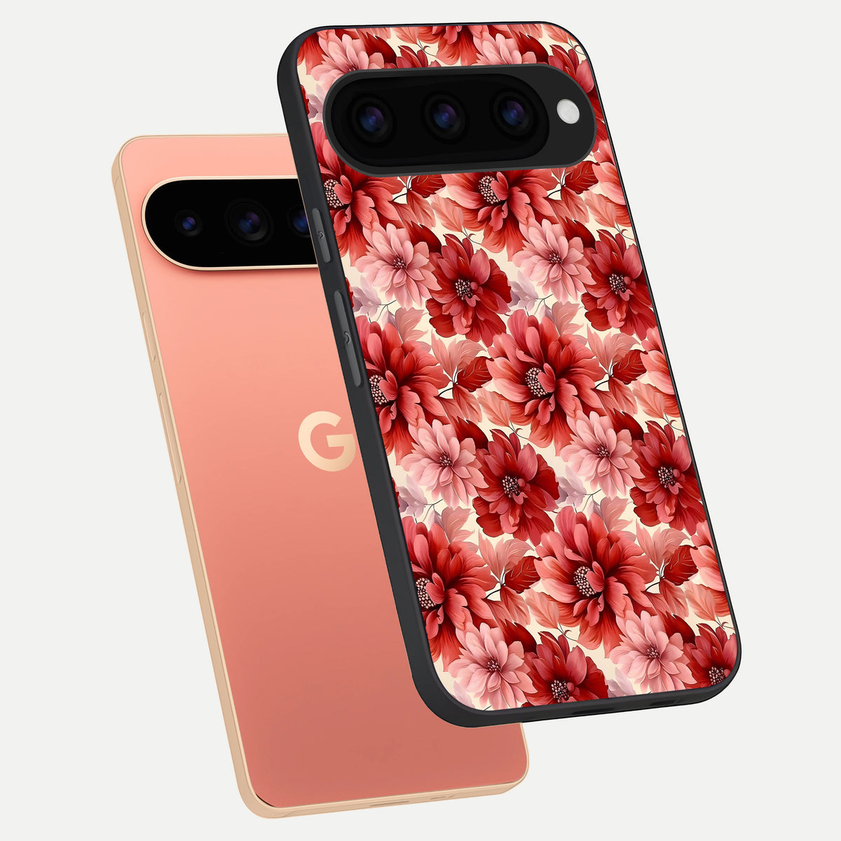  Crimson Love Petals phone case For Google Pixel 11 Pro XL showing premium glass back cover with detailed artwork