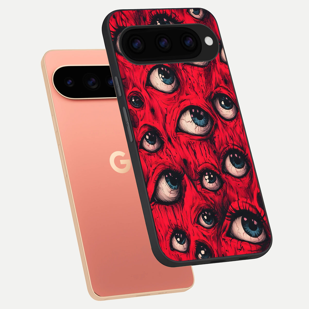  Crimson Watch Eyes phone case For Google Pixel 11 Pro XL showing premium glass back cover with detailed artwork