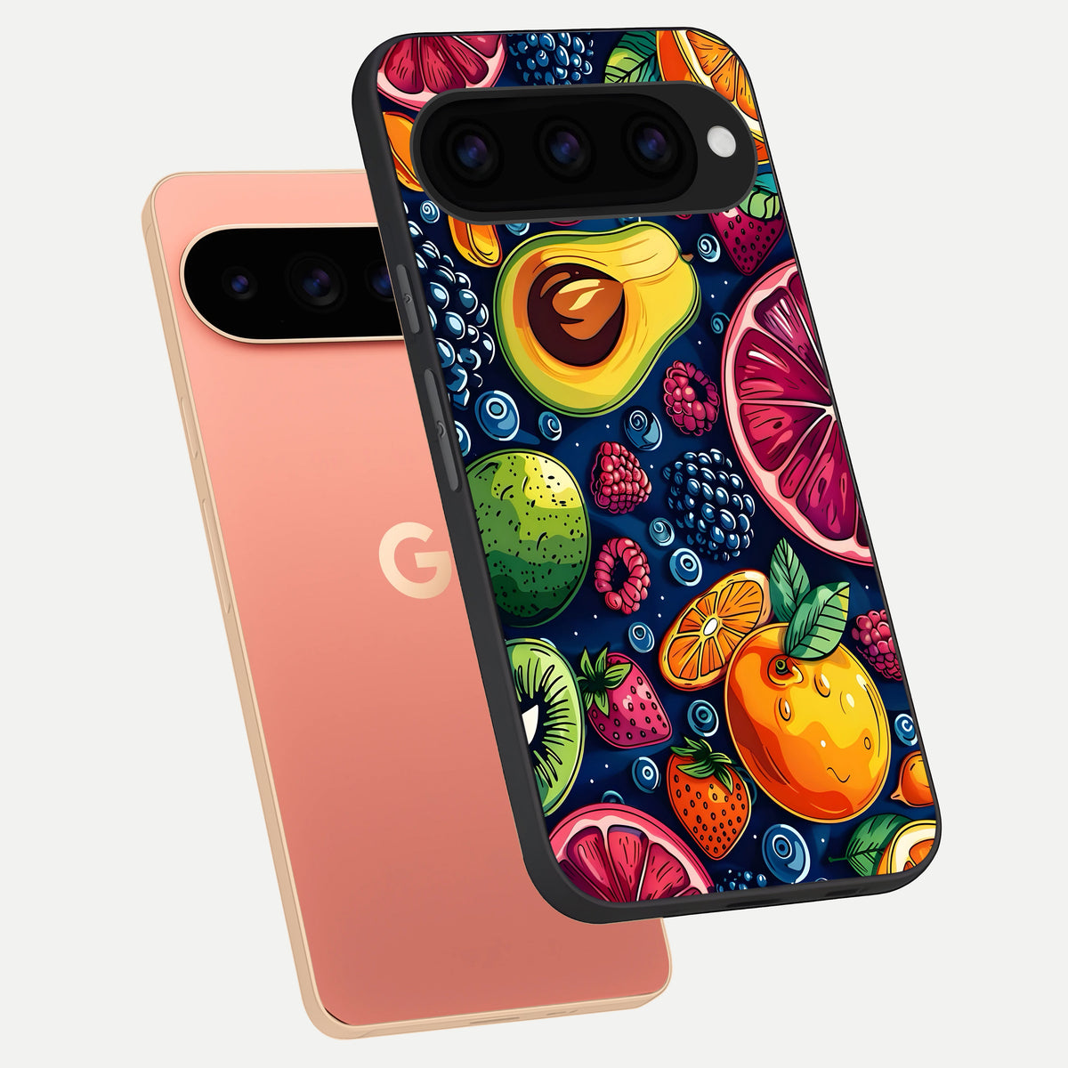  Cute Fruits Art phone case For Google Pixel 11 Pro XL showing premium glass back cover with detailed artwork