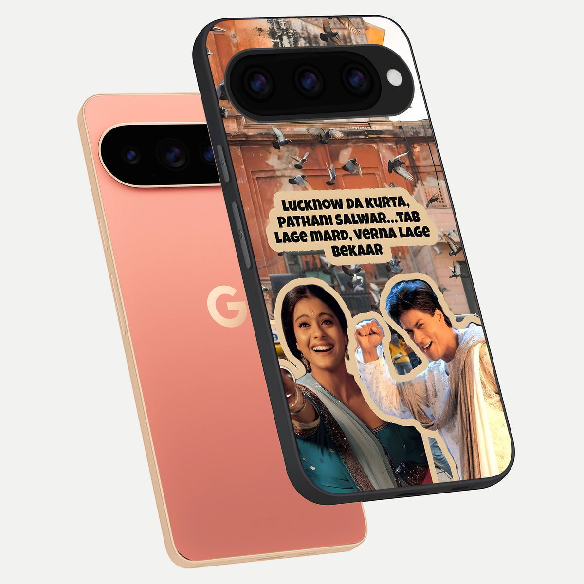  Desi Retro Vibes phone case For Google Pixel 11 Pro XL showing premium glass back cover with detailed artwork