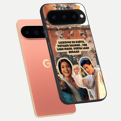  Desi Retro Vibes phone case For Google Pixel 11 Pro XL showing premium glass back cover with detailed artwork