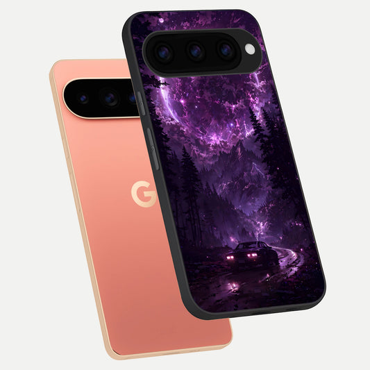  Eternal Cosmic Drive phone case For Google Pixel 11 Pro XL showing premium glass back cover with detailed artwork