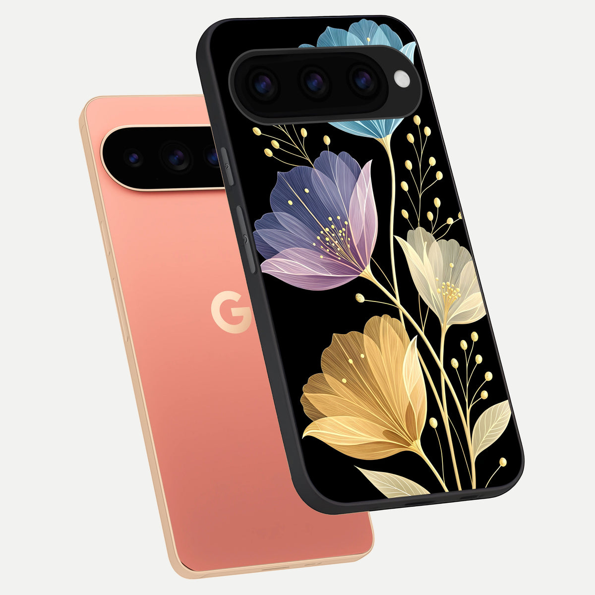  Flower Bloom Glow phone case For Google Pixel 11 Pro XL showing premium glass back cover with detailed artwork