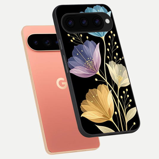  Flower Bloom Glow phone case For Google Pixel 11 Pro XL showing premium glass back cover with detailed artwork