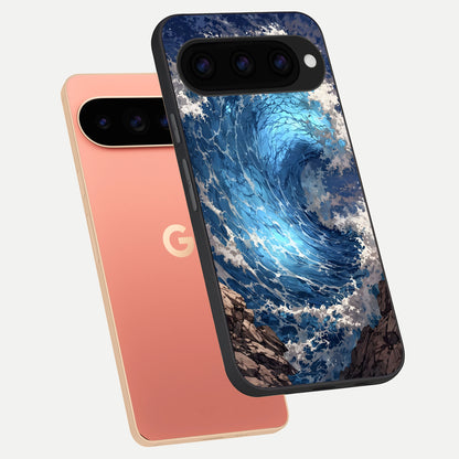  Giant Ocean Wave phone case For Google Pixel 11 Pro XL showing premium glass back cover with detailed artwork