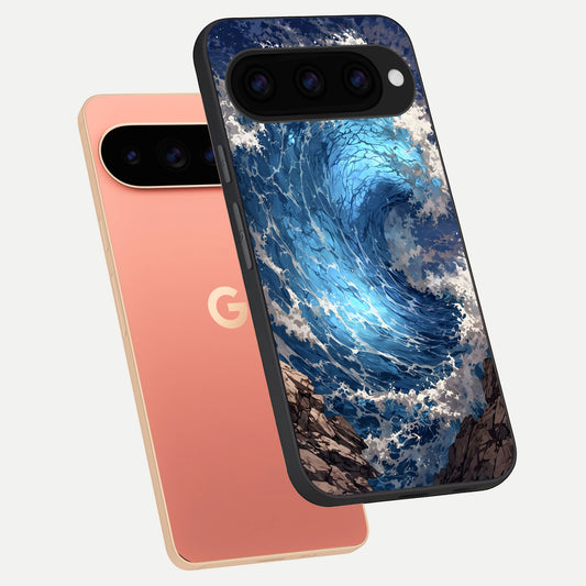  Giant Ocean Wave phone case For Google Pixel 11 Pro XL showing premium glass back cover with detailed artwork