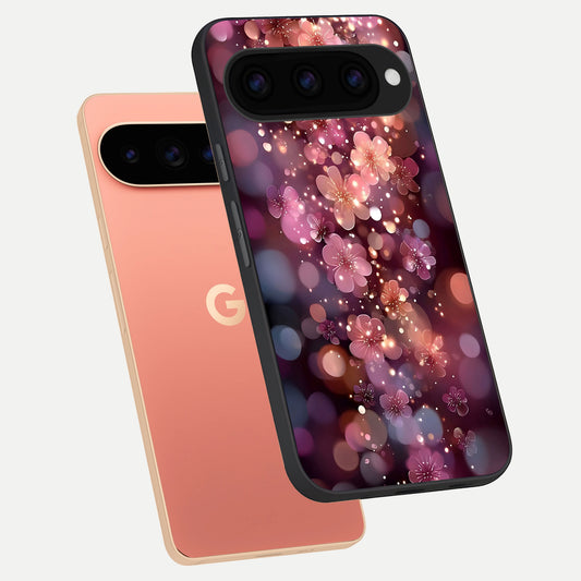  Glowing Petal Bliss phone case For Google Pixel 11 Pro XL showing premium glass back cover with detailed artwork