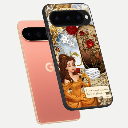  Golden Dream Belle phone case For Google Pixel 11 Pro XL showing premium glass back cover with detailed artwork