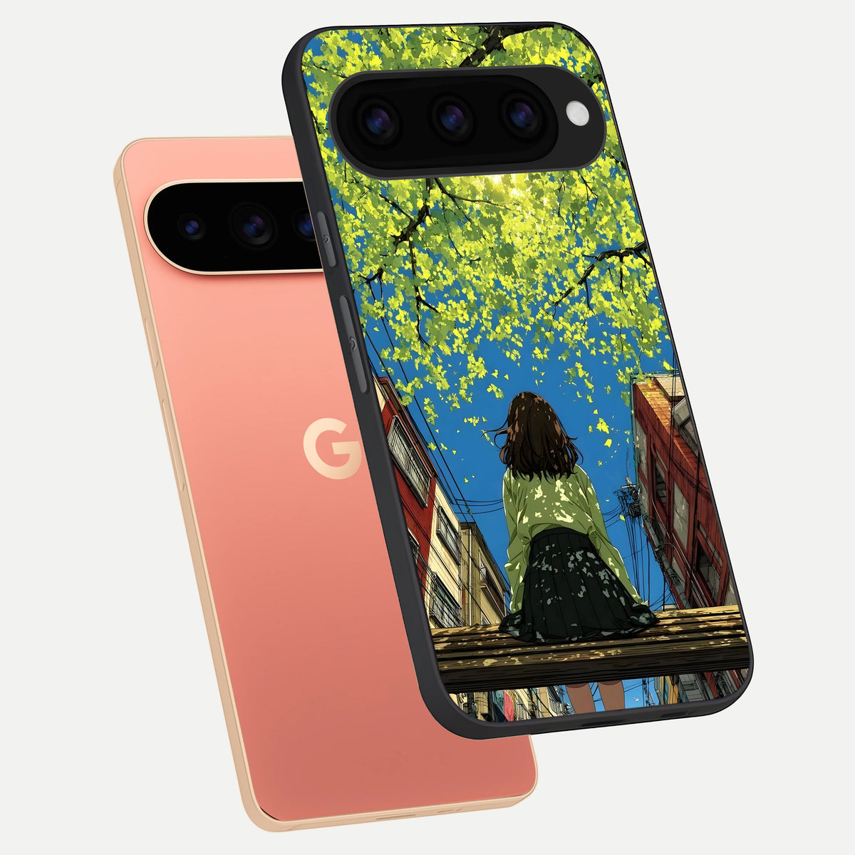  Golden Leaves Glow phone case For Google Pixel 11 Pro XL showing premium glass back cover with detailed artwork