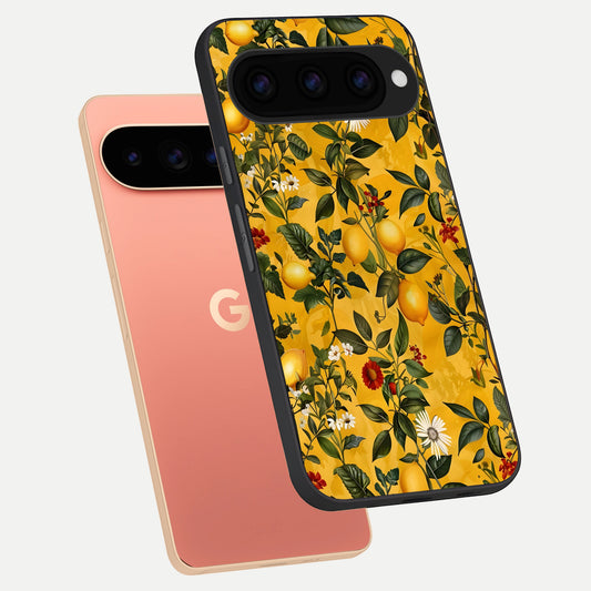  Golden Lemon Field phone case For Google Pixel 11 Pro XL showing premium glass back cover with detailed artwork