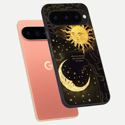  Golden Lunar Love phone case For Google Pixel 11 Pro XL showing premium glass back cover with detailed artwork