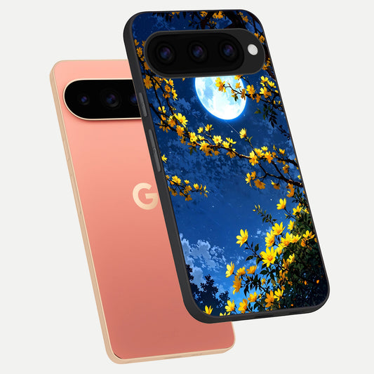  Golden Night Glow phone case For Google Pixel 11 Pro XL showing premium glass back cover with detailed artwork