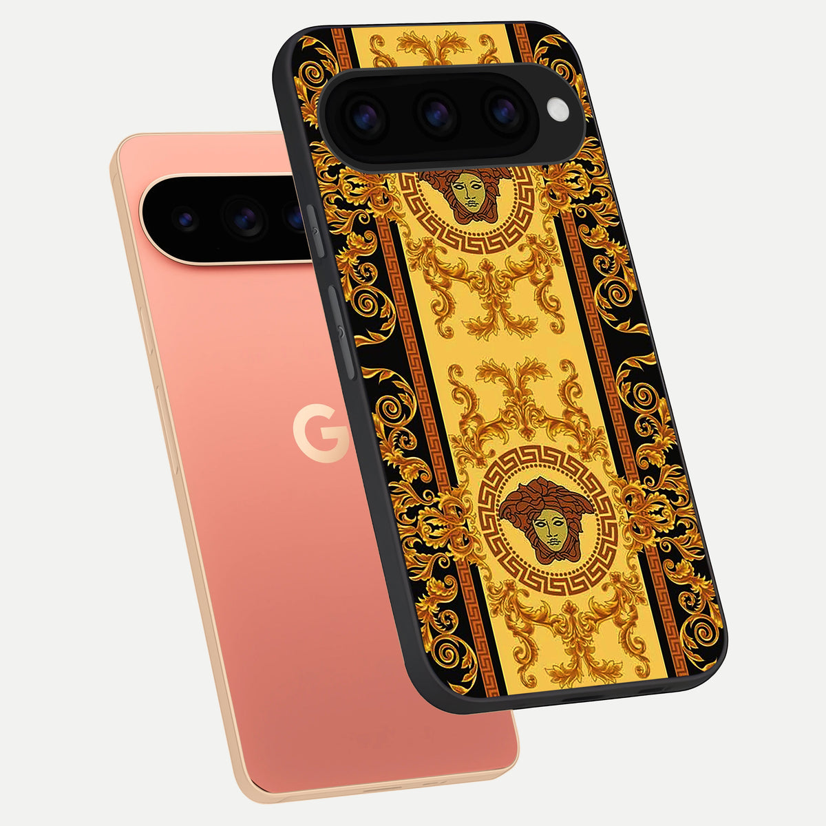  Golden Royal Heritage phone case For Google Pixel 11 Pro XL showing premium glass back cover with detailed artwork