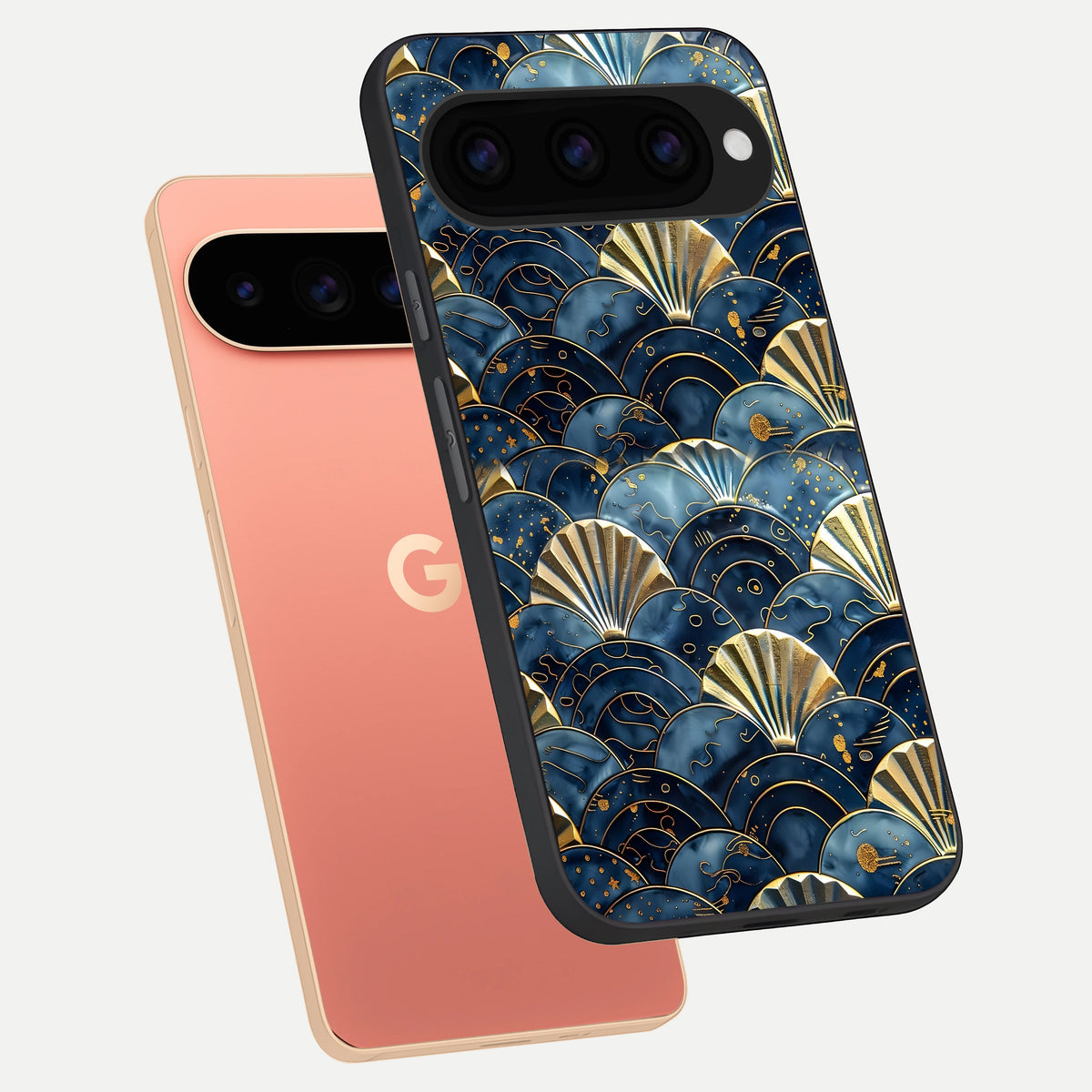  Golden Wave Luxe phone case For Google Pixel 11 Pro XL showing premium glass back cover with detailed artwork