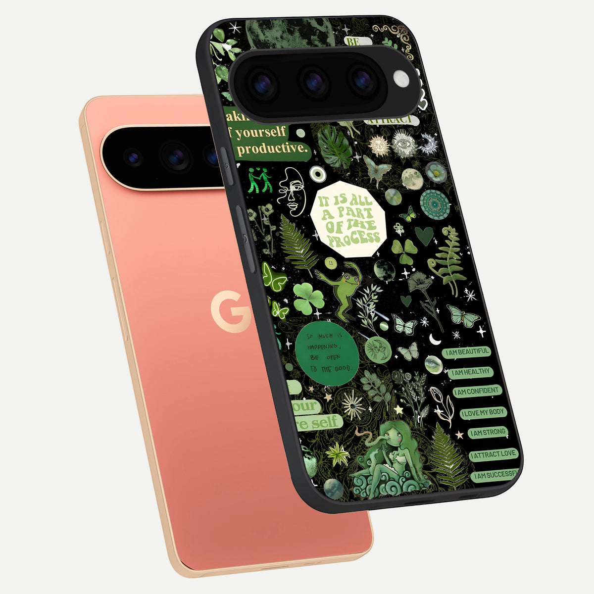 Green Mandala Pattern phone case For Google Pixel 11 Pro XL showing premium glass back cover with detailed artwork