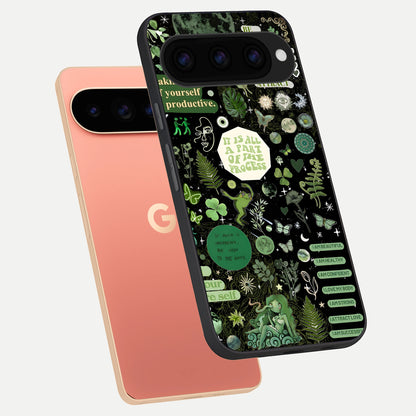  Green Mandala Pattern phone case For Google Pixel 11 Pro XL showing premium glass back cover with detailed artwork