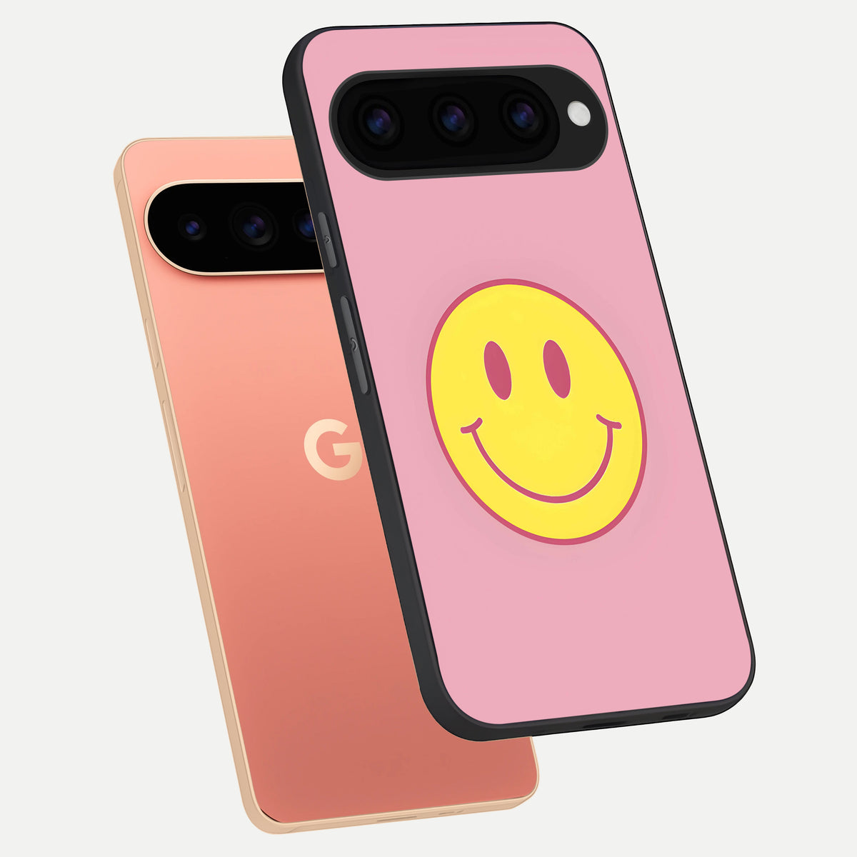  Happy Pink Mood phone case For Google Pixel 11 Pro XL showing premium glass back cover with detailed artwork