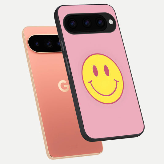  Happy Pink Mood phone case For Google Pixel 11 Pro XL showing premium glass back cover with detailed artwork
