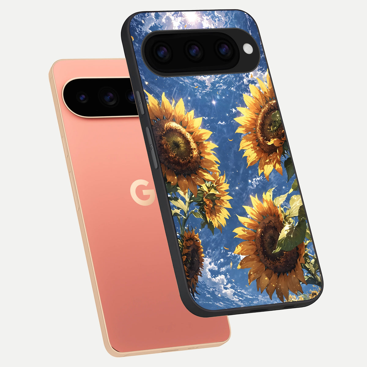  Heavenly Sunflower Rise phone case For Google Pixel 11 Pro XL showing premium glass back cover with detailed artwork