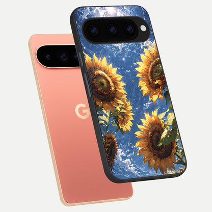  Heavenly Sunflower Rise phone case For Google Pixel 11 Pro XL showing premium glass back cover with detailed artwork