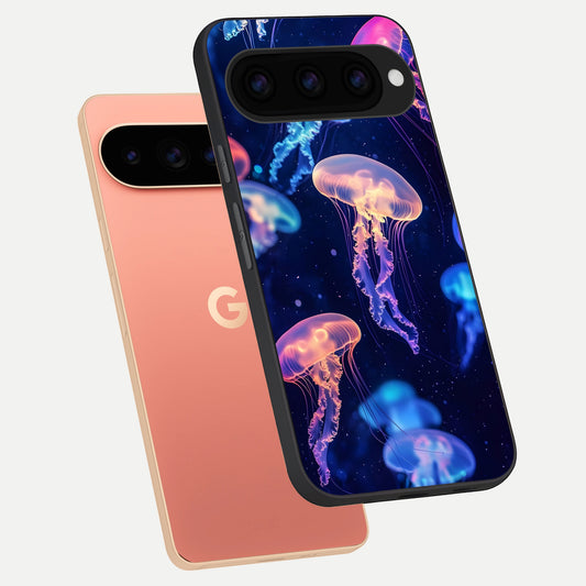  Jellyfish Pattern phone case For Google Pixel 11 Pro XL showing premium glass back cover with detailed artwork